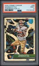 Current marketplace image for 2025 Topps Cosmic Chrome #88 George Kittle Superfractor 1/1