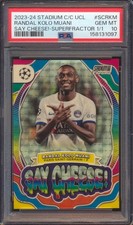 Marketplace image: 2023 STADIUM CLUB CHROME RANDAL KOLO MUANI SAY CHEESE SUPERFRACTOR 1/1 PSA 10