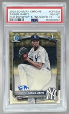 Marketplace image: 3037 Sabier Marte 2025 Bowman Chrome CPA-SM SuperFractor Prospect Auto 1/1 PSA 8