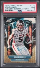 Marketplace image: Drake London 2025 Topps Cosmic Chrome SuperFractor 1/1 Falcons Card #ET-13 PSA 9
