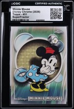 Current marketplace image for 2026 Topps Chrome Disney #51 Minnie Mouse Superfractor 1/1