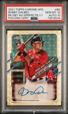 Marketplace image: 2021 Topps Chrome Update Bobby Dalbec Auto Superfractor 1/1 RC PSA 10