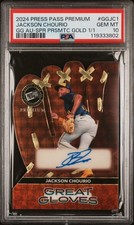 Marketplace image: PSA 10 24 PRESS PASS PREMIUM JACKSON CHOURIO GREAT GLOVES AUTO SUPERFRACTOR 1/1