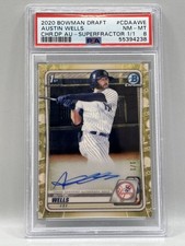Marketplace image: 2020 Bowman Chrome Draft Austin Wells Superfractor Auto #1/1 PSA 8 YANKEES