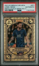 Marketplace image: 2021-22 Topps Chrome Merlin PSG Lionel Messi Prophecy Fulfilled 1/1 Superfractor