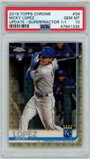 Marketplace image: 2019 Topps Chrome Update - Superfractor 1/1 - Nicky lopez/KC Royals #39 - PSA 10